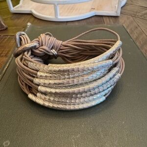 Gillian Julius Bracelet, Taupe and Textured/Hammered Silver Boho Style Bracelet
